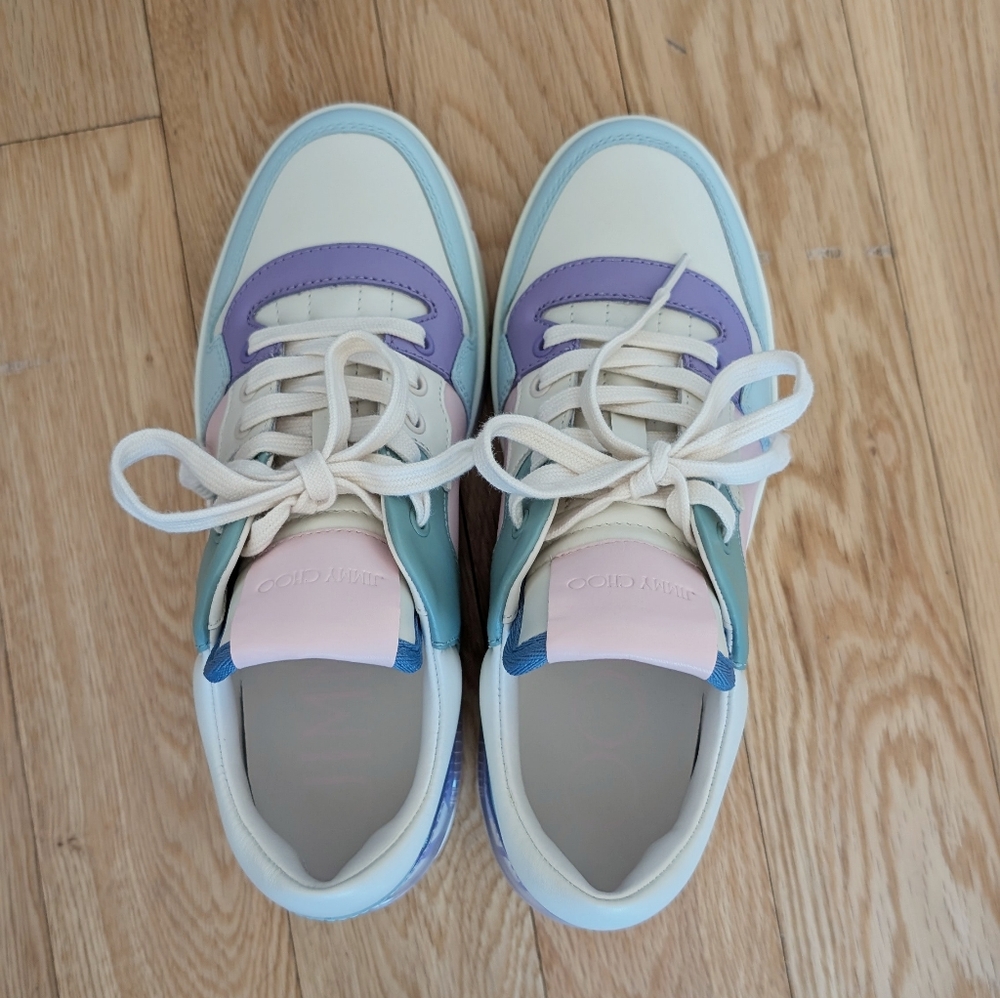 NEW Jimmy Choo Florent Sneakers – Cream & Pink Size 38 - Picture 10 of 11